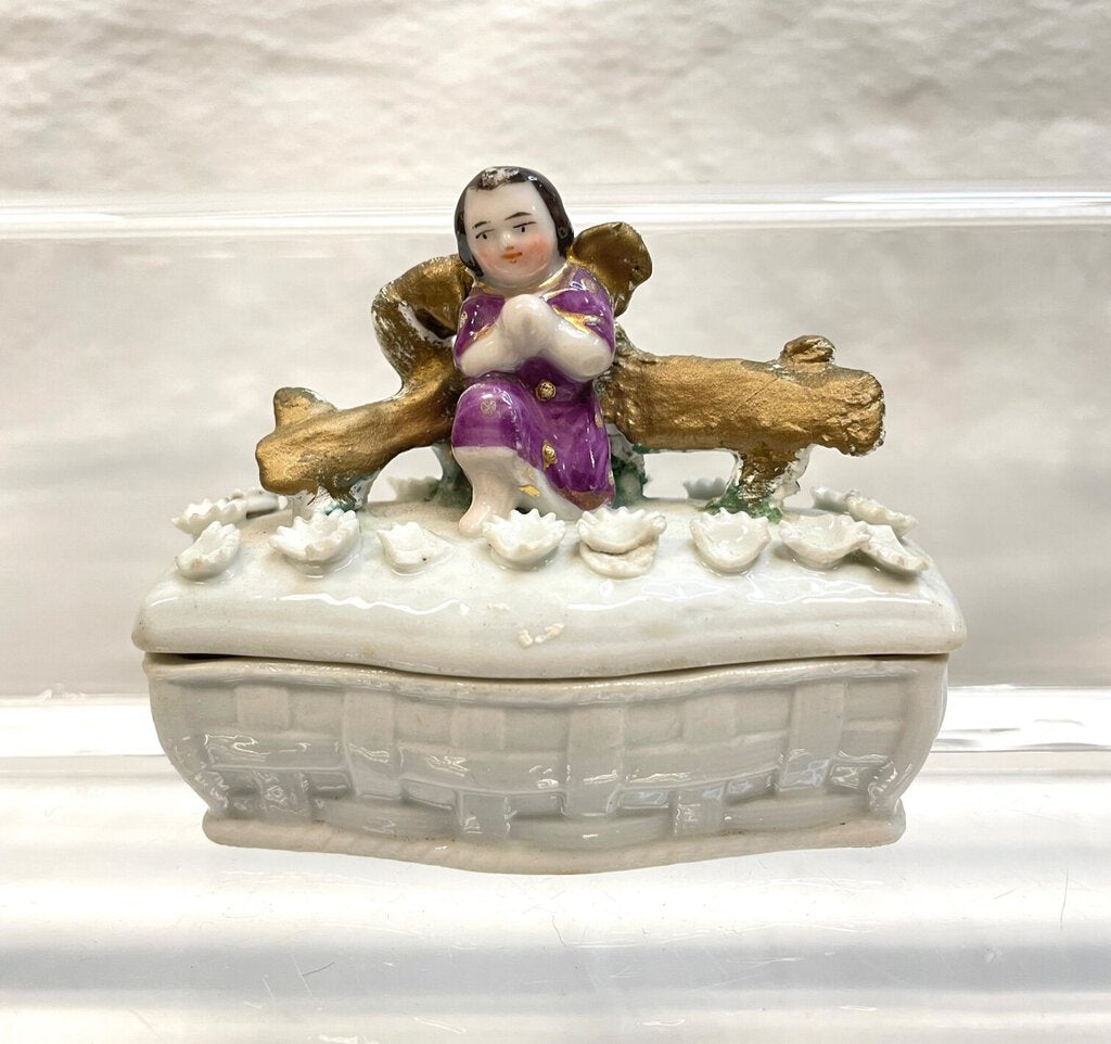 Vintage Victorian Fairing Trinket Box - Preying Angel