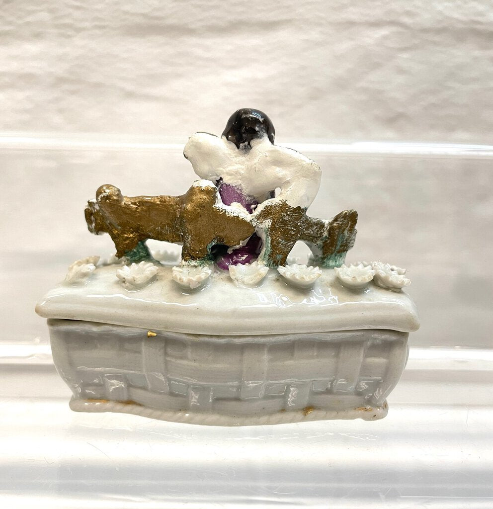 Vintage Victorian Fairing Trinket Box - Preying Angel