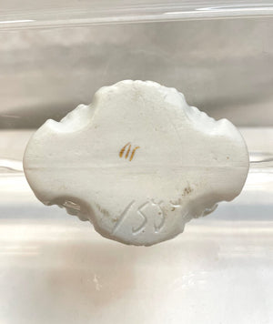 Vintage Victorian Fairing Trinket Box -Baby in a Rocking Basinet
