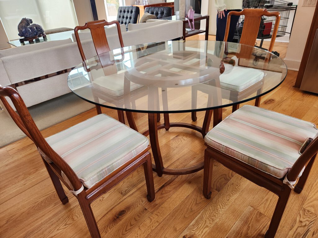 Round Glass Top Dining Set ( 52" table + 4 chairs)