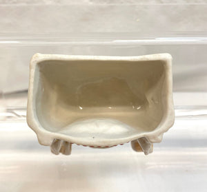 Vintage Victorian Fairing Trinket Box - White Rose on Mirrored Mantle
