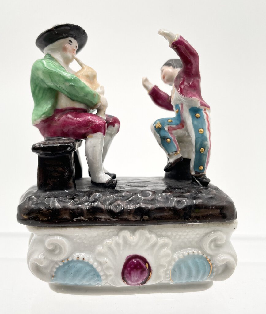 Vintage Victorian Fairing Trinket Box - Dancing to Bagpipes