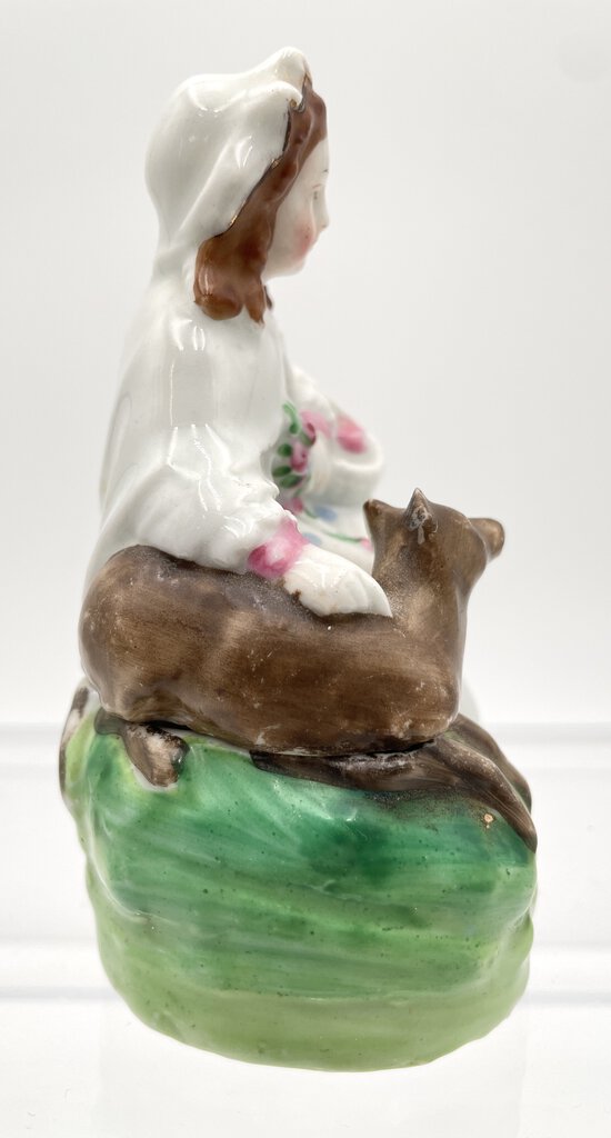 Vintage Victorian Fairing Trinket Box - Woman with Dog