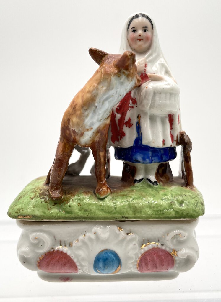 Vintage Victorian Fairing Trinket Box - Red Riding Hood