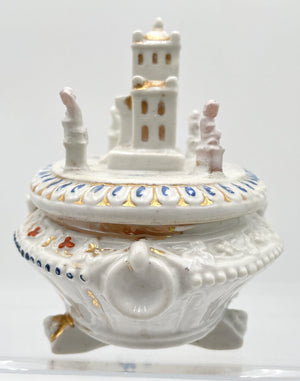 Vintage Large Victorian Fairing Trinket Box - Grand Building Surrounded by Sculptures