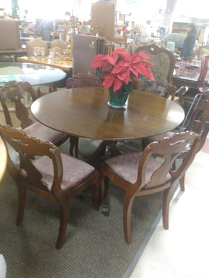 Regency Style Extendable Dining Table + 4 Chairs + 2 Leaves