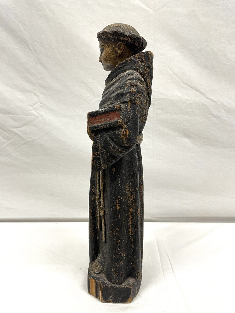 19th C. Philippines Spanish Style Colonial Polychrome Carved St. Francis Statue