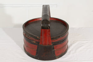 Chinese Lidded Storage Basket - Red & Black Lacquer