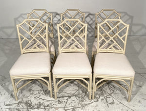 Palecek Pavilion White & Beige Side Chairs -Set of 6