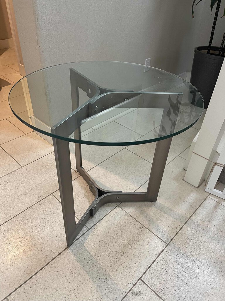 Glass Top Brushed Steel Base Side Table25 x 27 " H