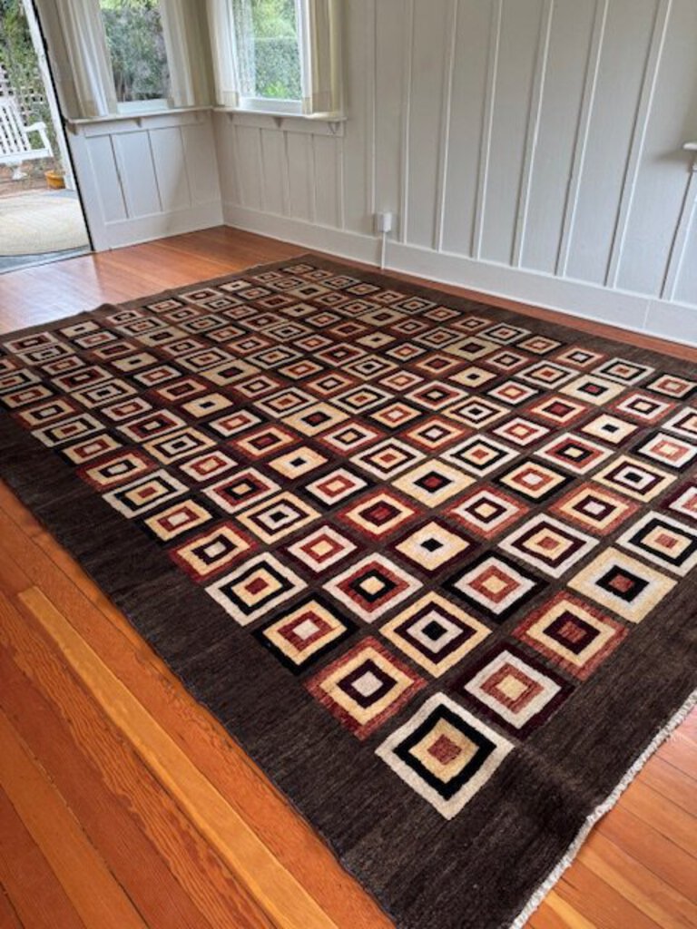 Art Deco Afghan Gabbeh Rug 9'.4" x 12'.6"