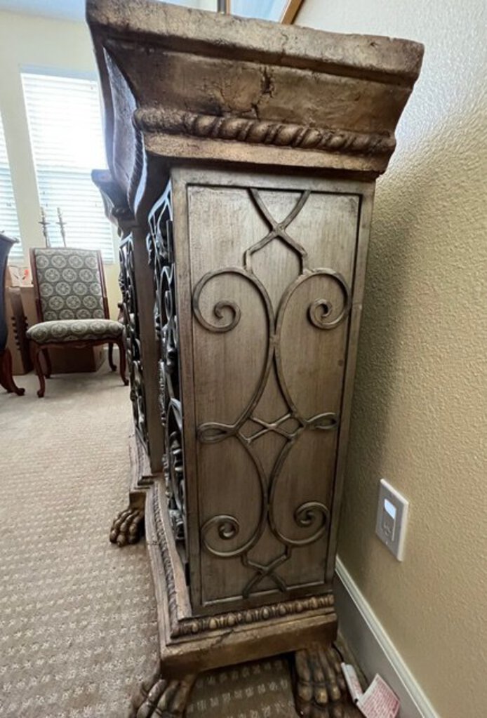 French Buffet With Iron Gate Doors 19x76x39