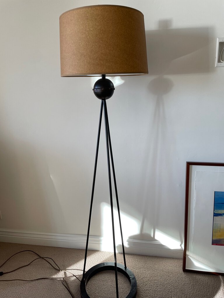 Floor Lamp With Faux Buckskin Shade