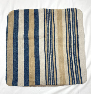 Woven Beige Blue & Light Yellow Ocher Pillow Cases