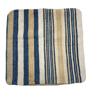 Woven Beige Blue & Light Yellow Ocher Pillow Cases by Miss Daisy's Consignment & Auction House
