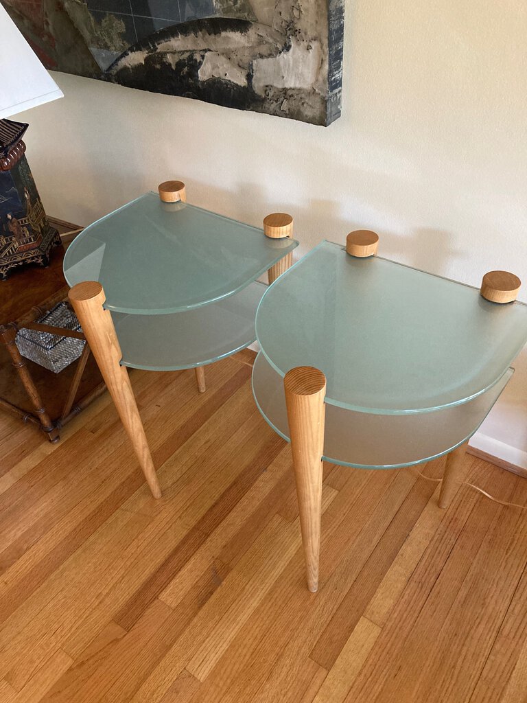 Custom Modern Demi Lune Side Tables (pair) 17x18x26