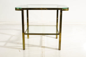 French Art Deco Brass/Glass Side Table 28x22x23