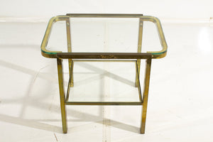 French Art Deco Brass/Glass Side Table 28x22x23