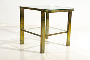 French Art Deco Brass/Glass Side Table 28x22x23