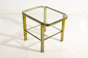French Art Deco Brass/Glass Side Table 28x22x23
