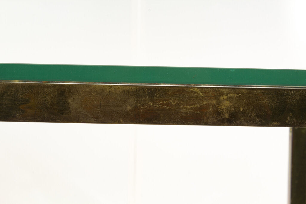 French Art Deco Brass/Glass Side Table 28x22x23