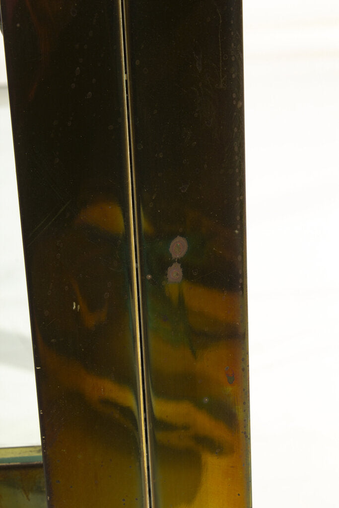 French Art Deco Brass/Glass Side Table 28x22x23