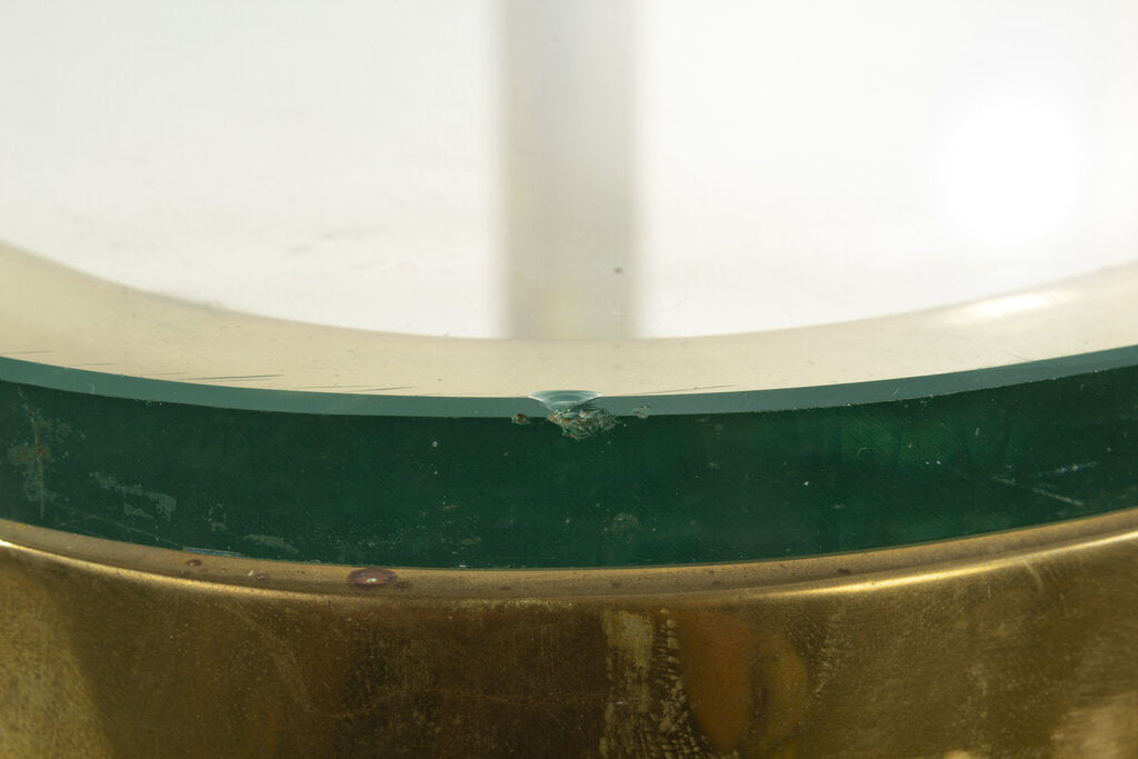 French Art Deco Brass/Glass Side Table 28x22x23
