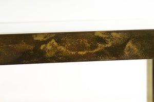 French Art Deco Brass/Glass Side Table 28x22x23