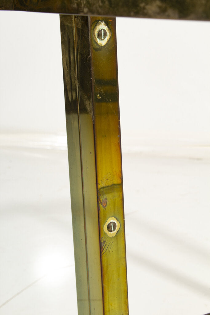 French Art Deco Brass/Glass Side Table 28x22x23