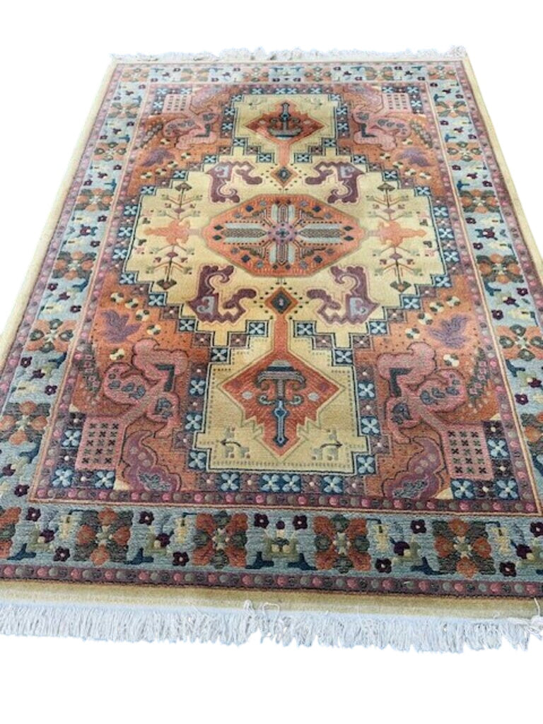 Turkish Hand woven Wool Rug 94x66 by Miss Daisy's Consignment & Auction House