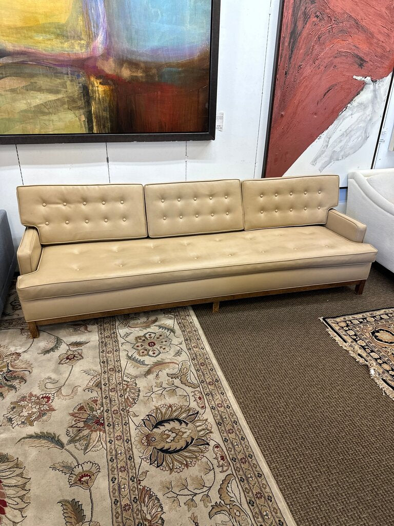 Vintage Naugahyde Tufted Sofa 96" W.