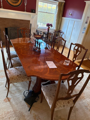 Sheraton Style Inlay Dining Set ( table + 8 chairs ) 86x39x31