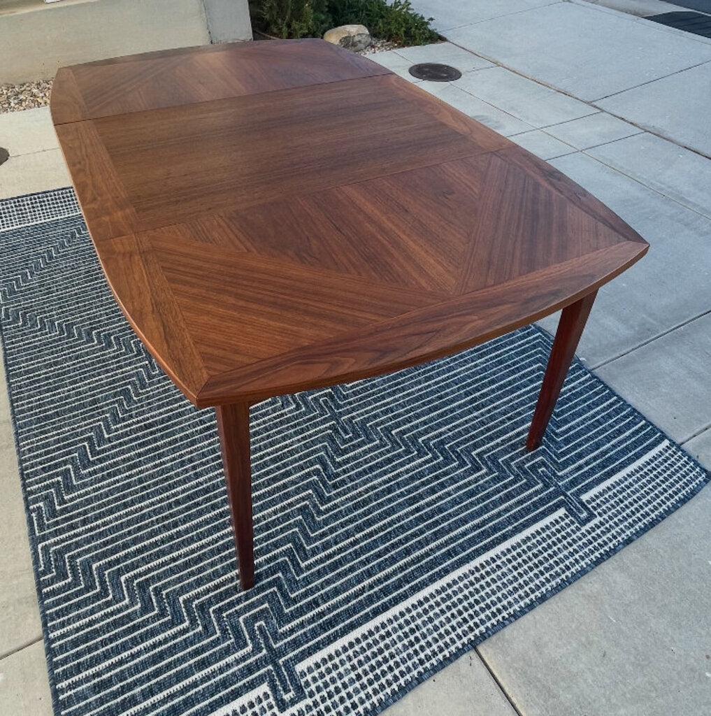 Mid Century Walnut Dining Table With Center Leaf 66x43x27