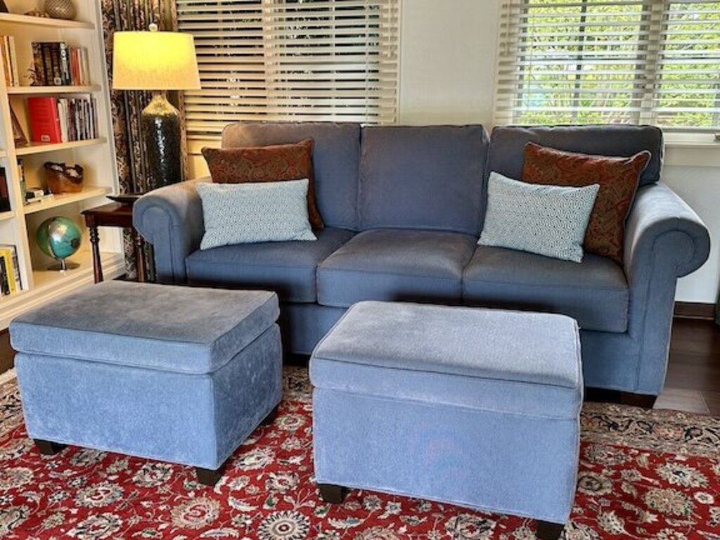 Sleeper Sofa 88" W. With 2 Ottomans + 2 Pillows
