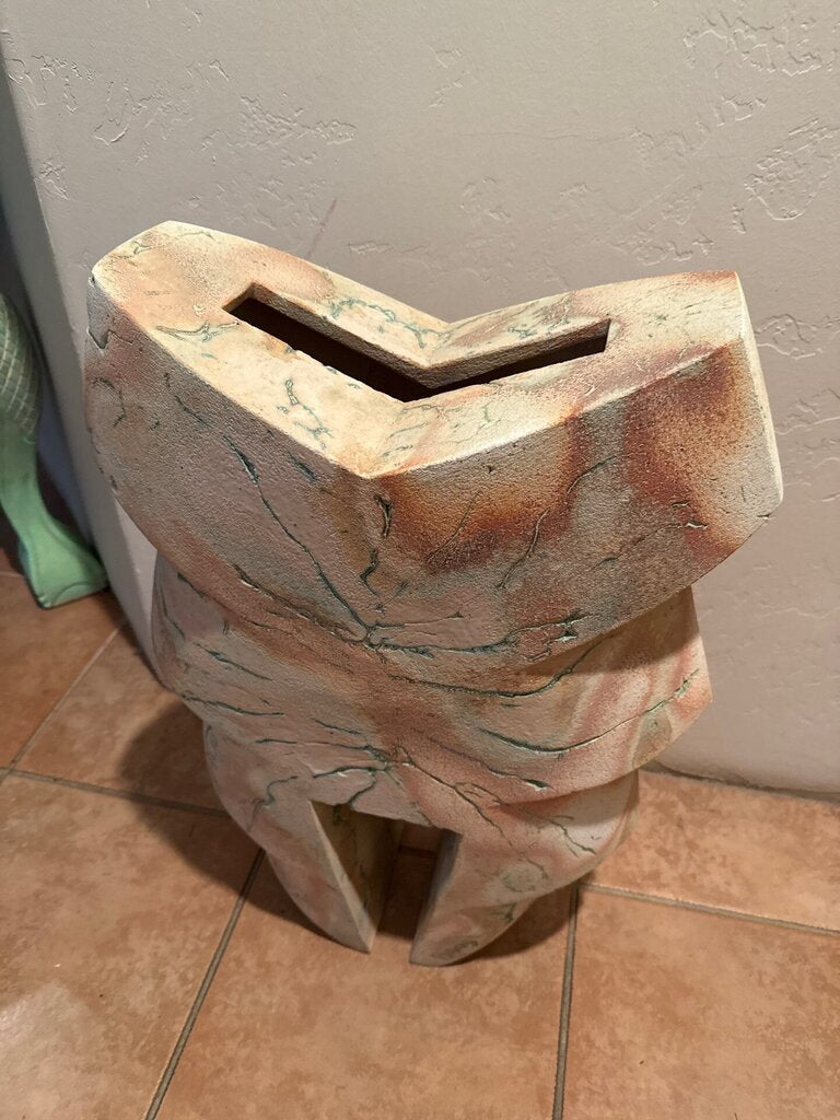 Raku Style Abstract Sculpture / Vase 18x23