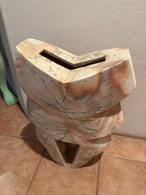 Raku Style Abstract Sculpture / Vase 18x23