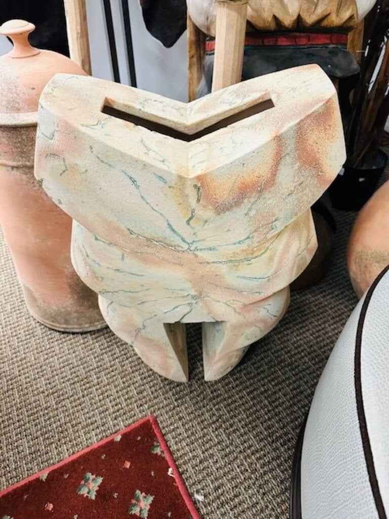 Raku Style Abstract Sculpture / Vase 18x23