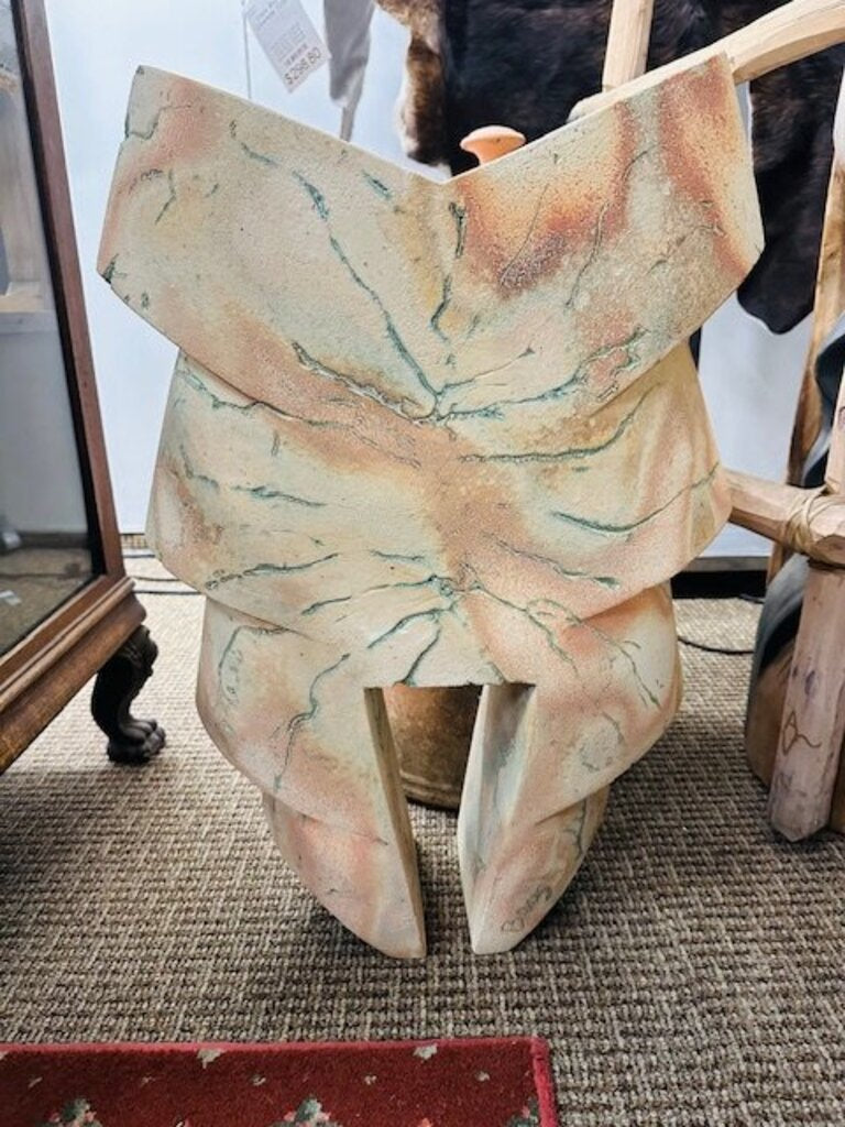 Raku Style Abstract Sculpture / Vase 18x23