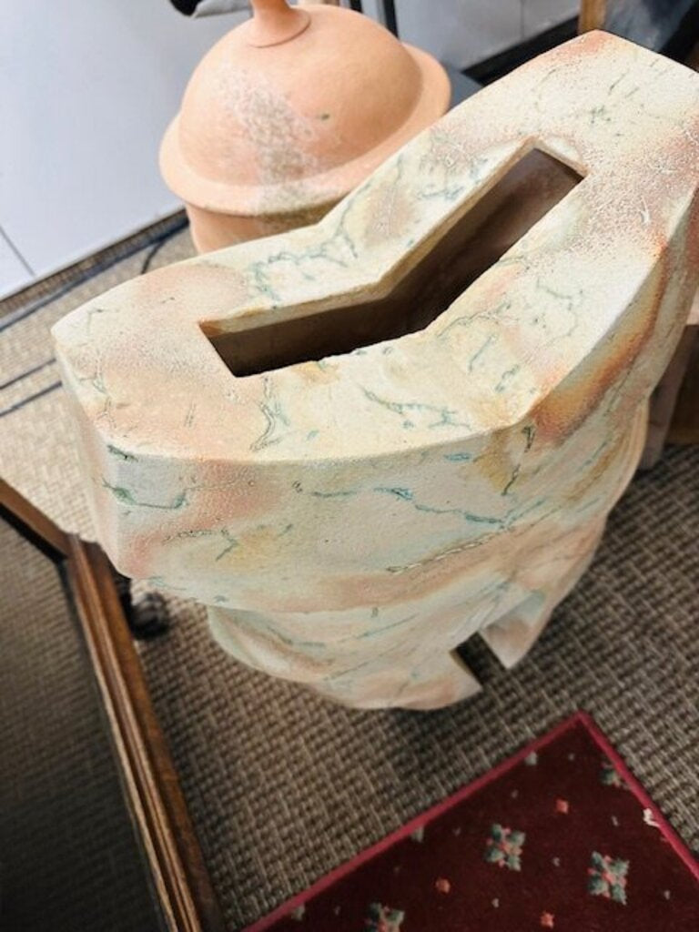 Raku Style Abstract Sculpture / Vase 18x23