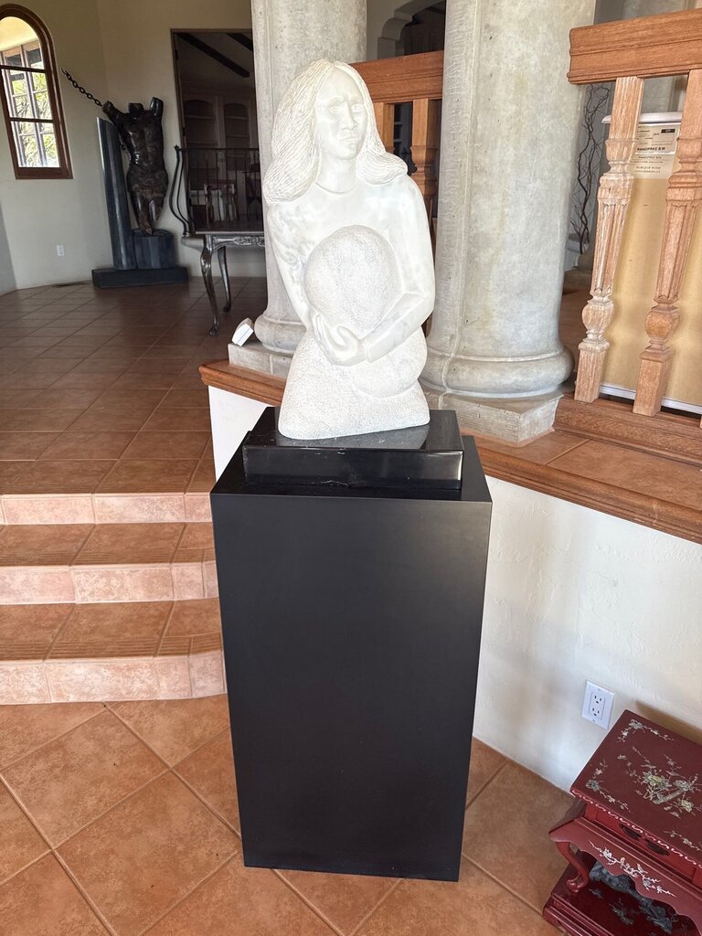 Ahvakana Statue of Native Woman On Pedestal 12x24" H