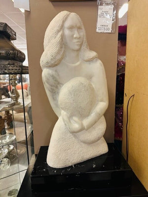 Ahvakana Statue of Native Woman On Pedestal 12x24" H