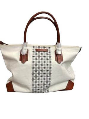 Urban Equestrian Large Ivory Canvas Tote with Strap