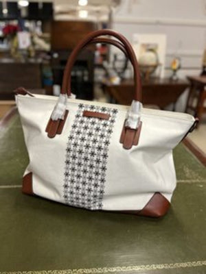 Urban Equestrian Large Ivory Canvas Tote with Strap