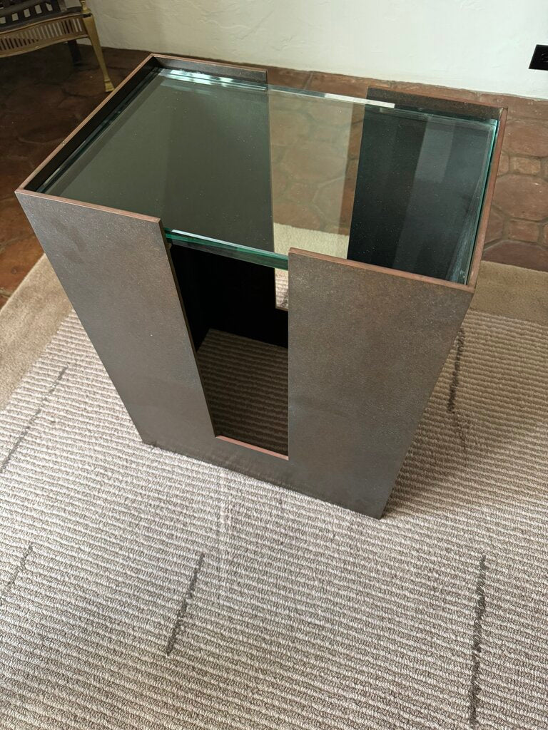Modern Metal / Glass Side Table 12x18x22