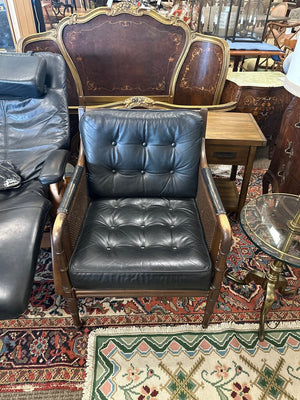Black Leather Rattan Accent Chair