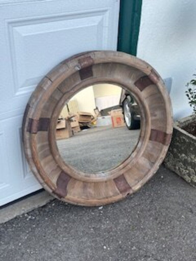 33" Round Reclaimed Wood Mirror