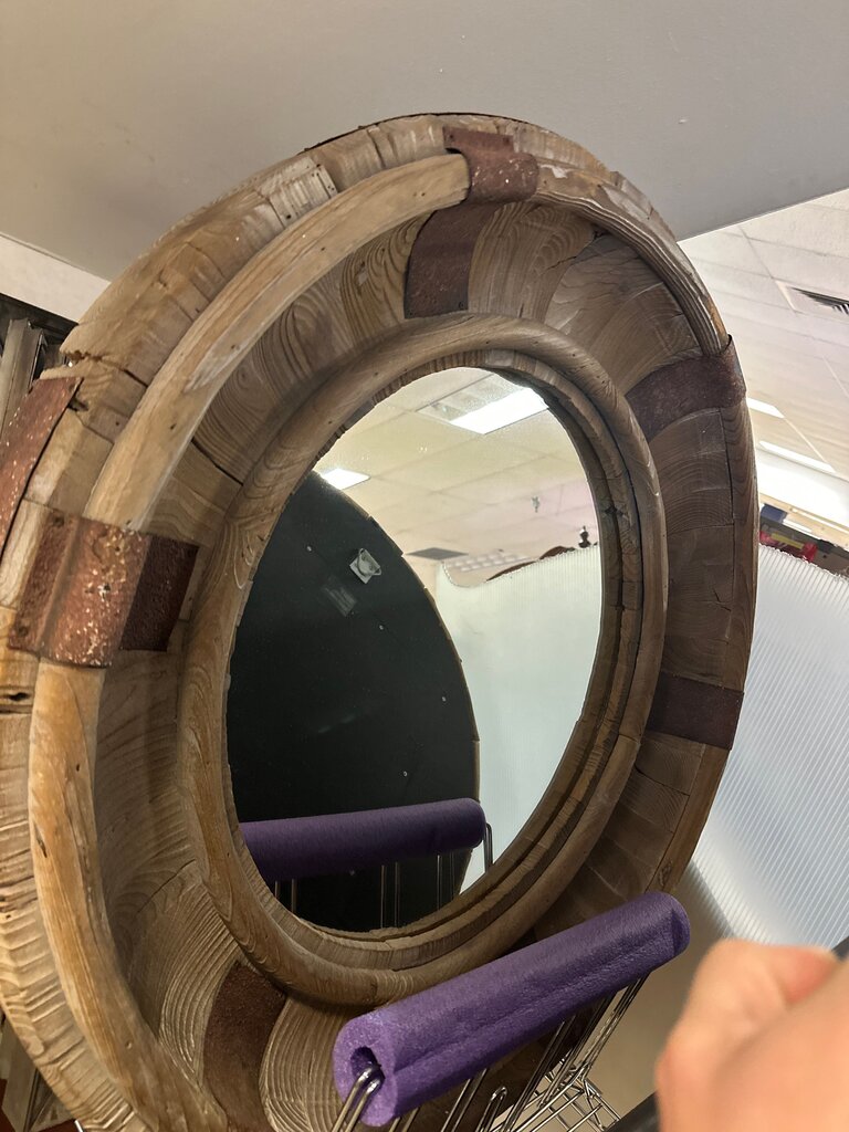 33" Round Reclaimed Wood Mirror