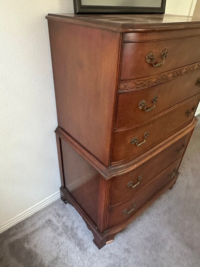 Antique Federal Style Mahogany Highboy Dresser 34x19x52