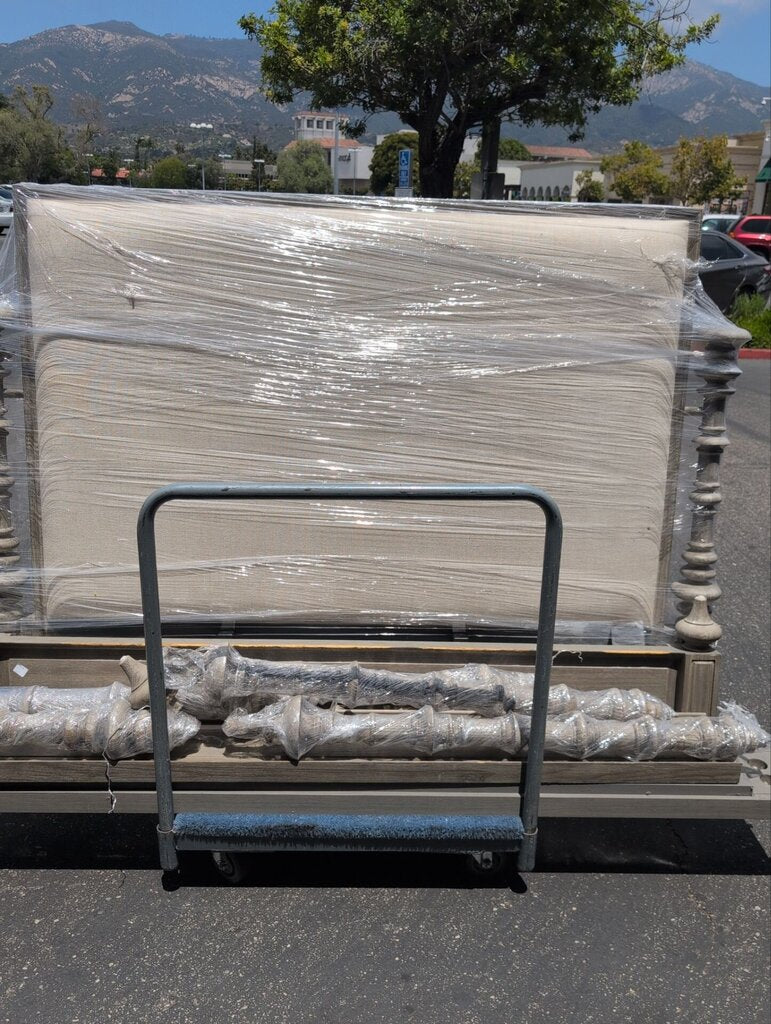 Wood & Upholstered Bed (please measure)