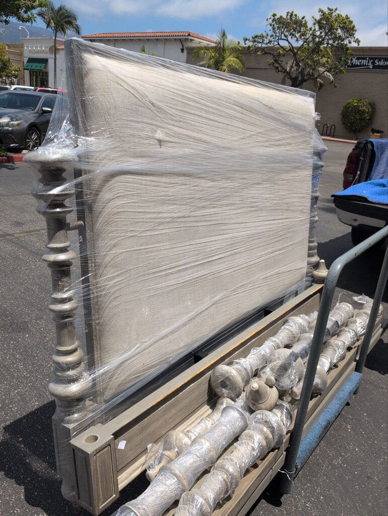 Wood & Upholstered Bed (please measure)